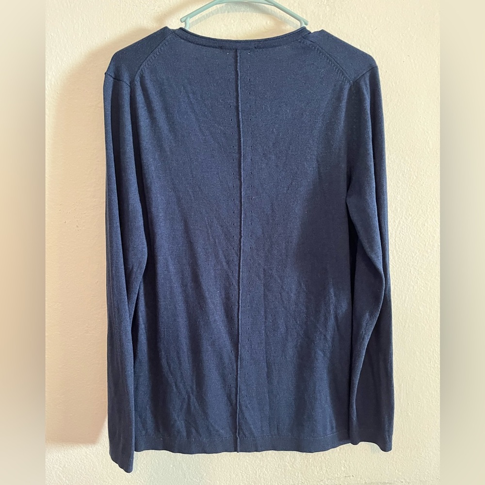 Vintage Espirit Navy Blue V-Neck Light Weight Sweater Preppy XL (Fits Large) - Picture 5 of 7